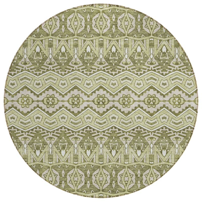 Machine Washable Indoor/ Outdoor Chantille Mosaic Global Rug