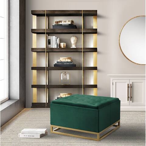 Chic Home Adalynn Storage Ottoman Velvet Upholstered Tufted Seat