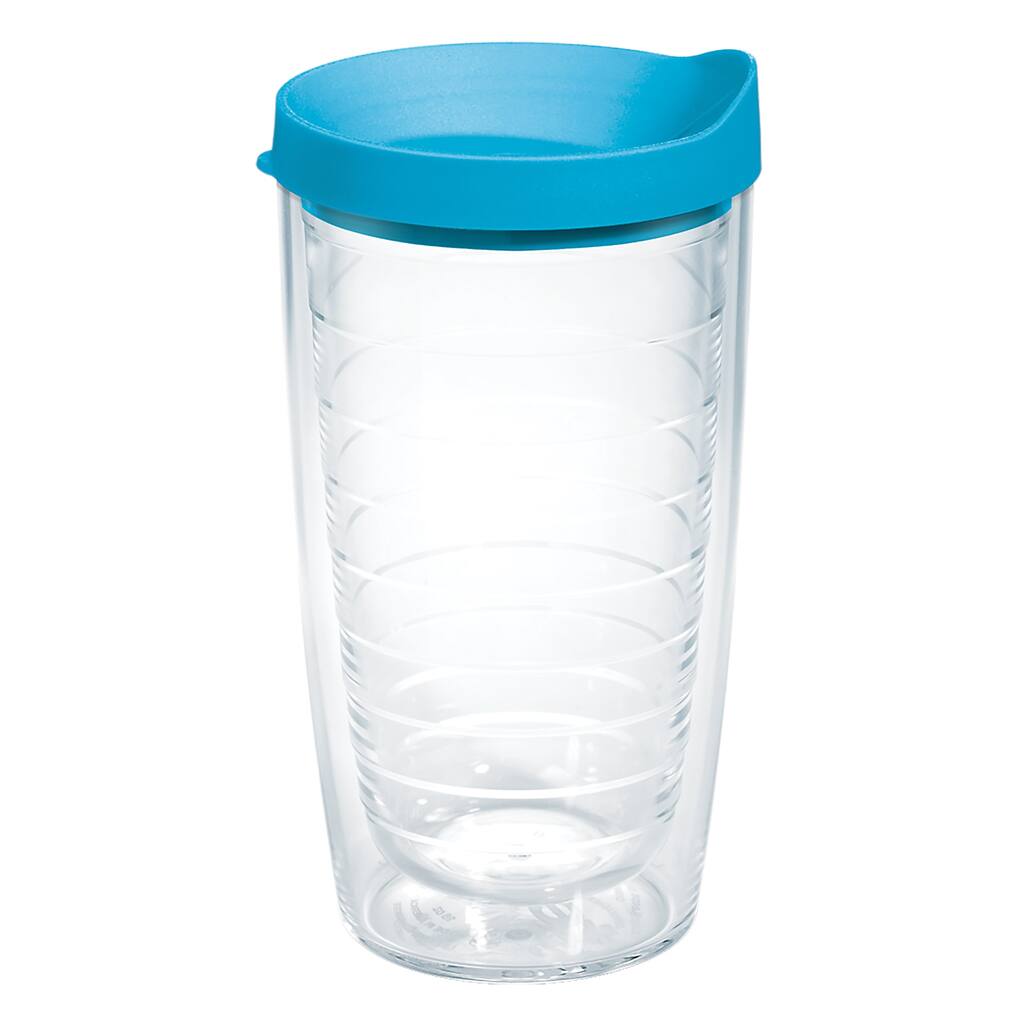 Tervis Clear & Colorful Lidded Made in USA Double Walled Insulated Travel Tumbler, Turquoise Lid