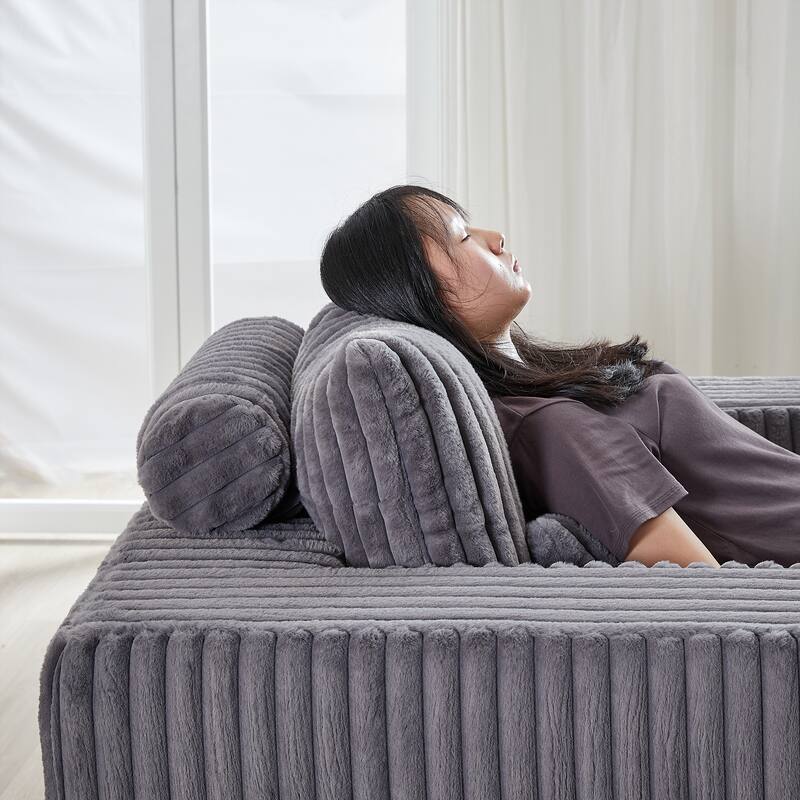 Oversized Corduroy Lounge Chair with Pillow Support - Sofa, Sleeper Couch, Chaise, Ottoman Bench