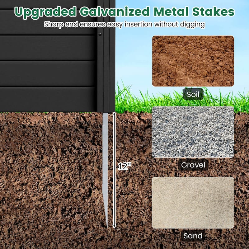 Costway Outdoor 48"L x 48"H PVC Privacy Fence Panels with Metal Ground - See Details