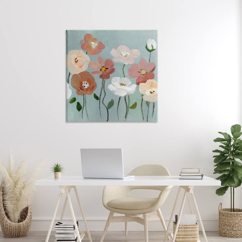 Stupell Boho Blooms on Blue Canvas Wall Art Design By Charity Henderson