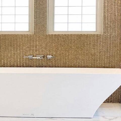 Apollo Tile 10 Pack 11.8-in x 11.9-in Gold Herringbone Glossy Finished Glass Mosaic Floor and Wall Tile (9.75 Sq ft/case)
