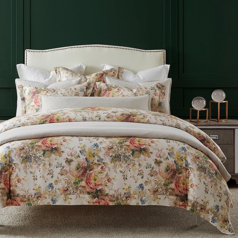 HiEnd Accents Jardin Lyocell Watercolor Floral Chic Casual 3 Piece Duvet Cover Set