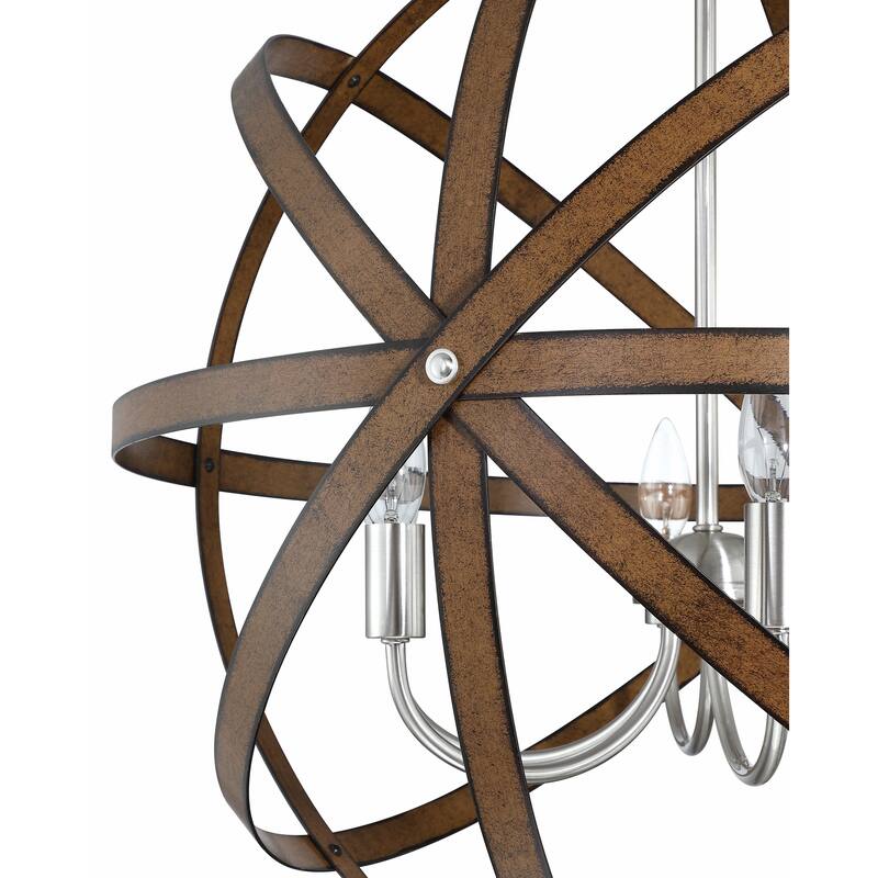 6-Light Industrial Pendant Light Changeable Hanging Light for Dining Room