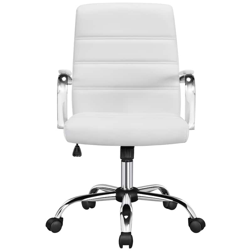 Yaheetech Adjustable Mid-Back Faux Leather Swivel Office Chair with Height-Adjustable Seat