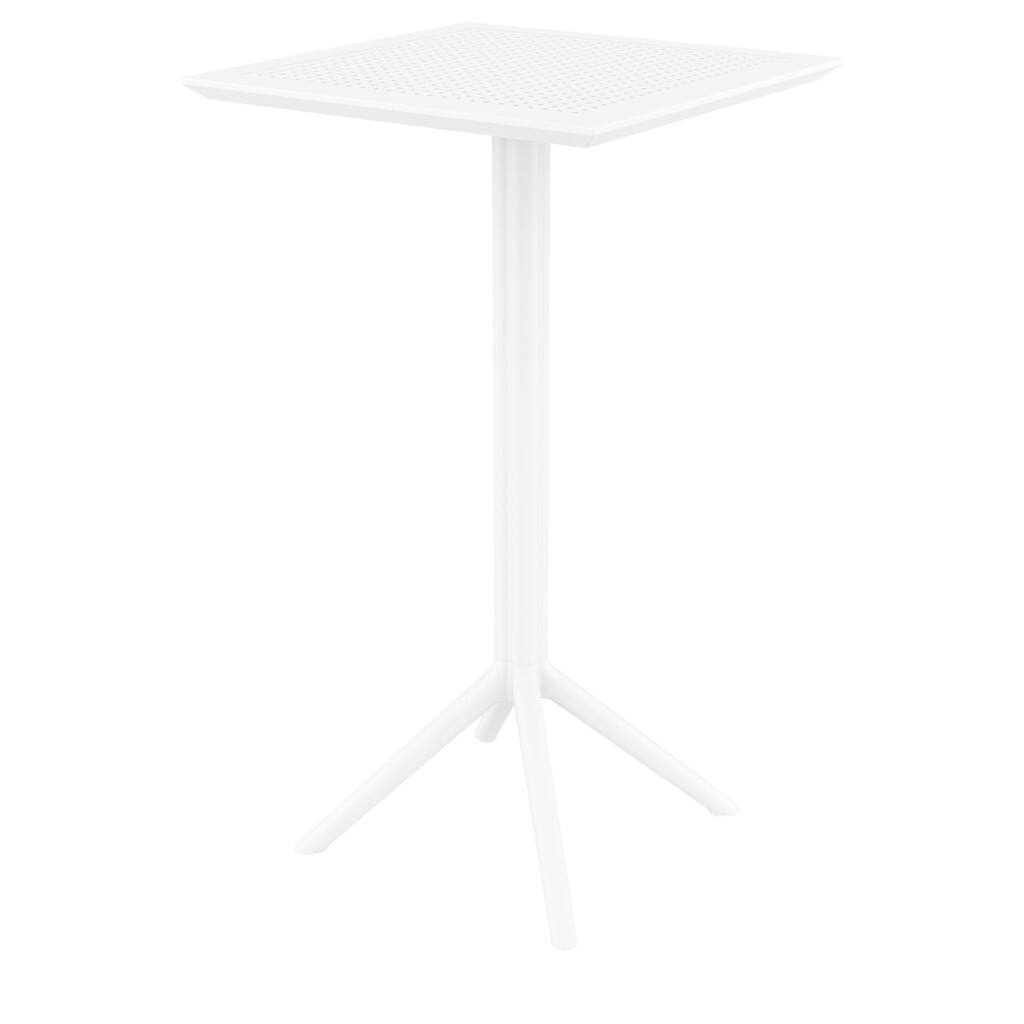 42.5" White Folding Square Outdoor Patio Bar Table