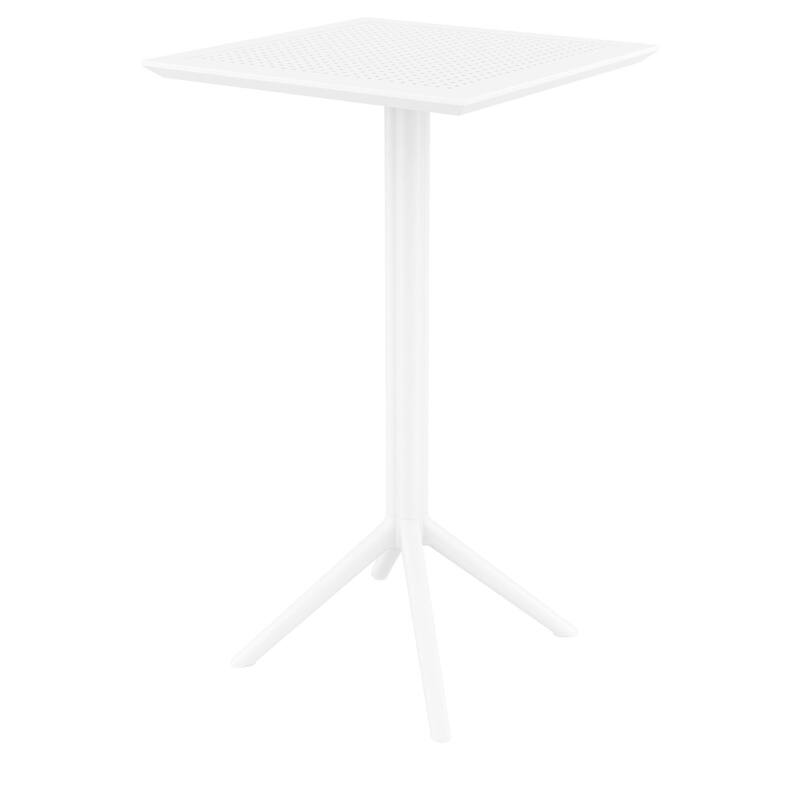 42.5" White Folding Square Outdoor Patio Bar Table