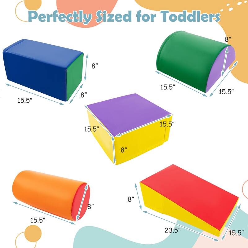 Gymax 5 PCS Kids Climb & Crawl Activity Playset Soft Foam Block