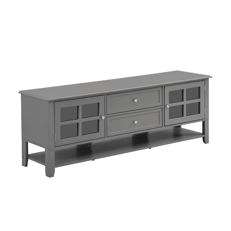Elegant Grey Modern TV Stand with 2 Drawer and 2 Storage Spaces for Living Room Bedroom and Entertainment Center