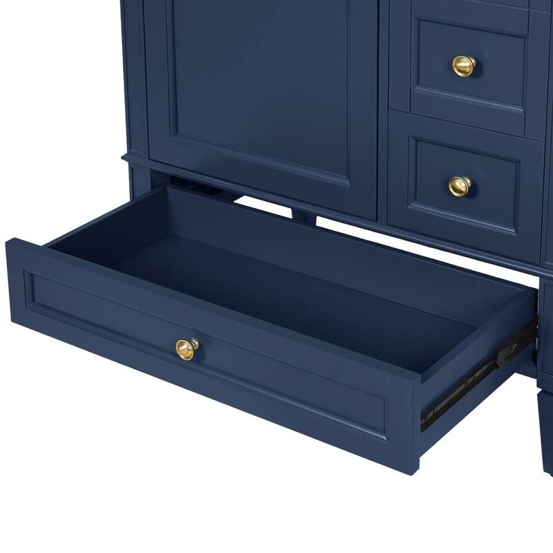 GDFStudio - Melshire Modern Freestanding Bathroom Vanity with Ceramic Sink and 3 Drawer Storage, Ideal for Home - 30'W