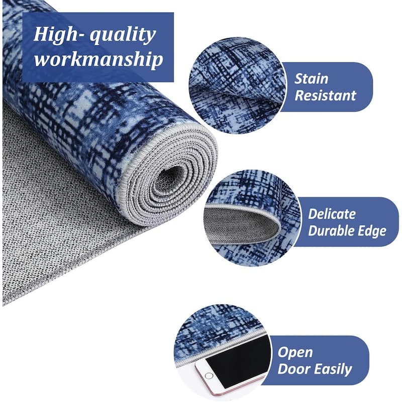 Modern Abstract Area Rug for Living Room, Throw Floor Carpet for Home Décor, Blue - 2' x 3'
