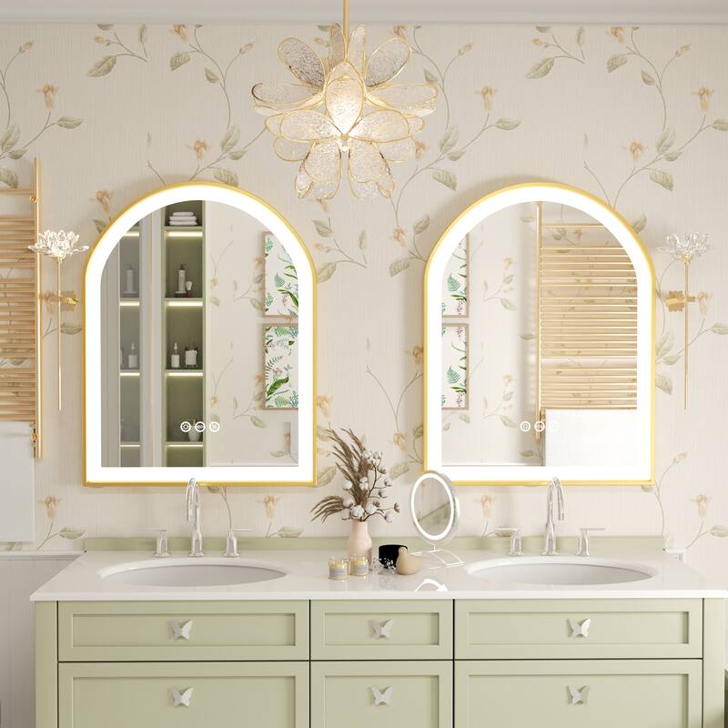 Gold Aluminium Alloy Frame Illuminated LED Bathroom Mirror