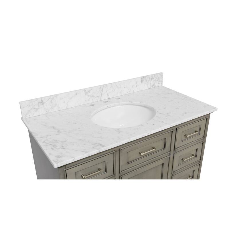 KitchenBathCollection Aria 42" Bathroom Vanity with Carrara Marble Top
