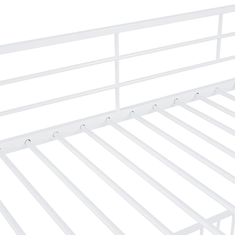 Metal Bunk Bed with Slide and Guardrails for Kids, Boys and Girls, Bedroom