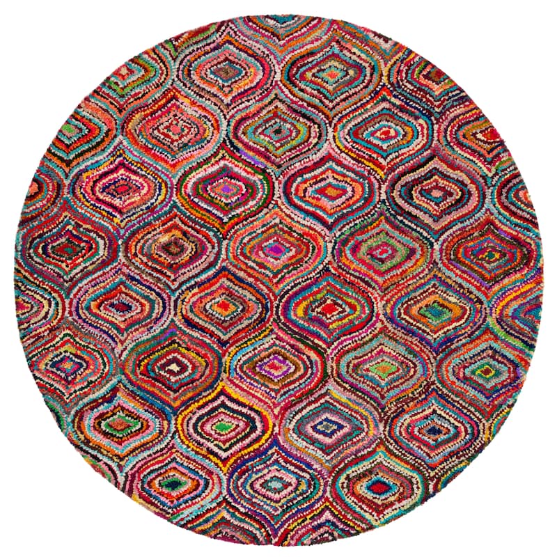 SAFAVIEH Handmade Nantucket Jausma Cotton Rug - 6' Round - Yellow/Multi