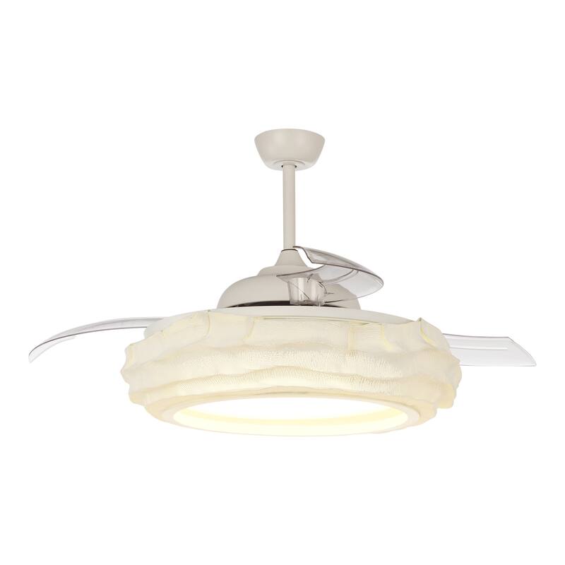 52" Coastal White Metal Fandelier Smart Ceiling Fans with Lights and Remote, App Control, Voice Control