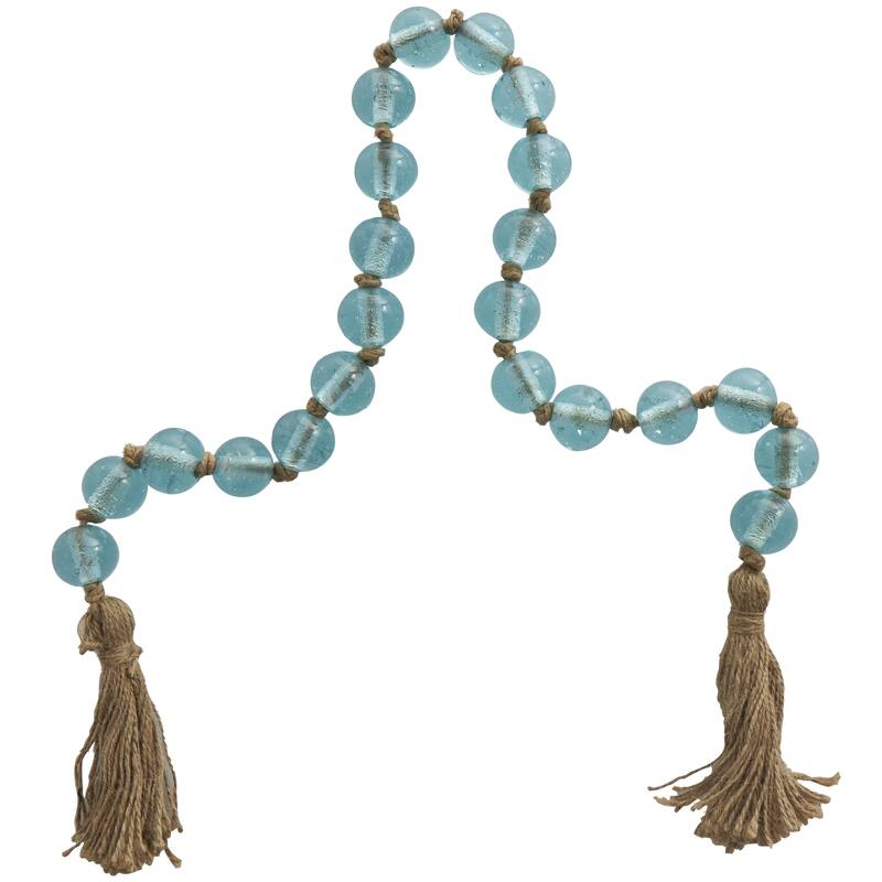 Glass Handmade Round Beaded Garland with Tassel with Knotted Brown Jute - Roche River Decor