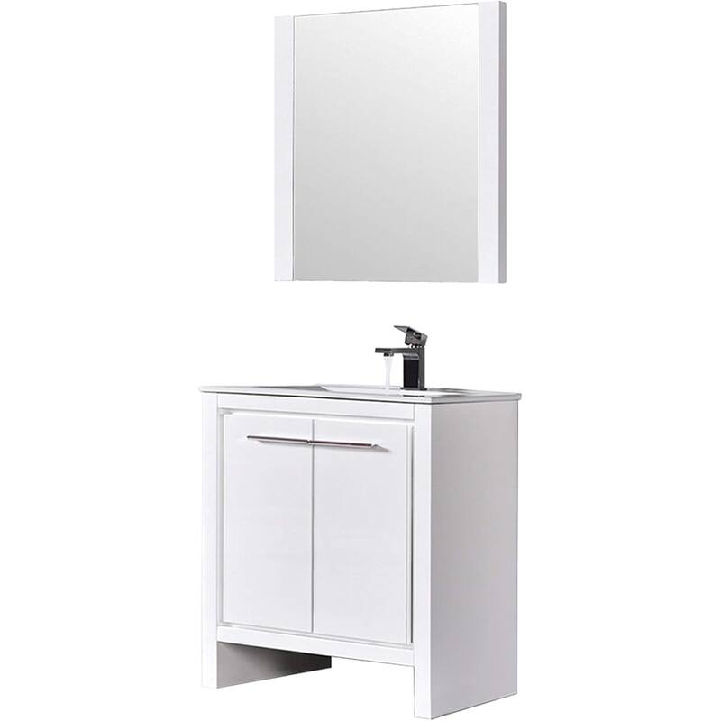 Blossom 30-Inch Bathroom Vanity with Ceramic Sink and Mirror Set