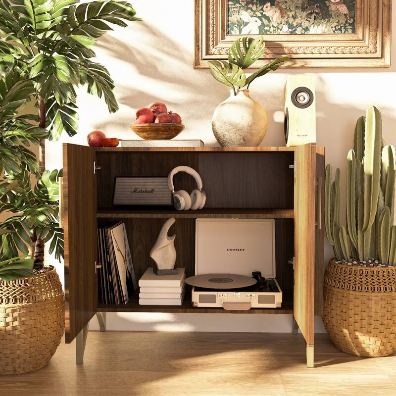 Furnigance Mid Century Side Board, Credenza with Walnut Finishing - W39"xL17.71"xH33.46"