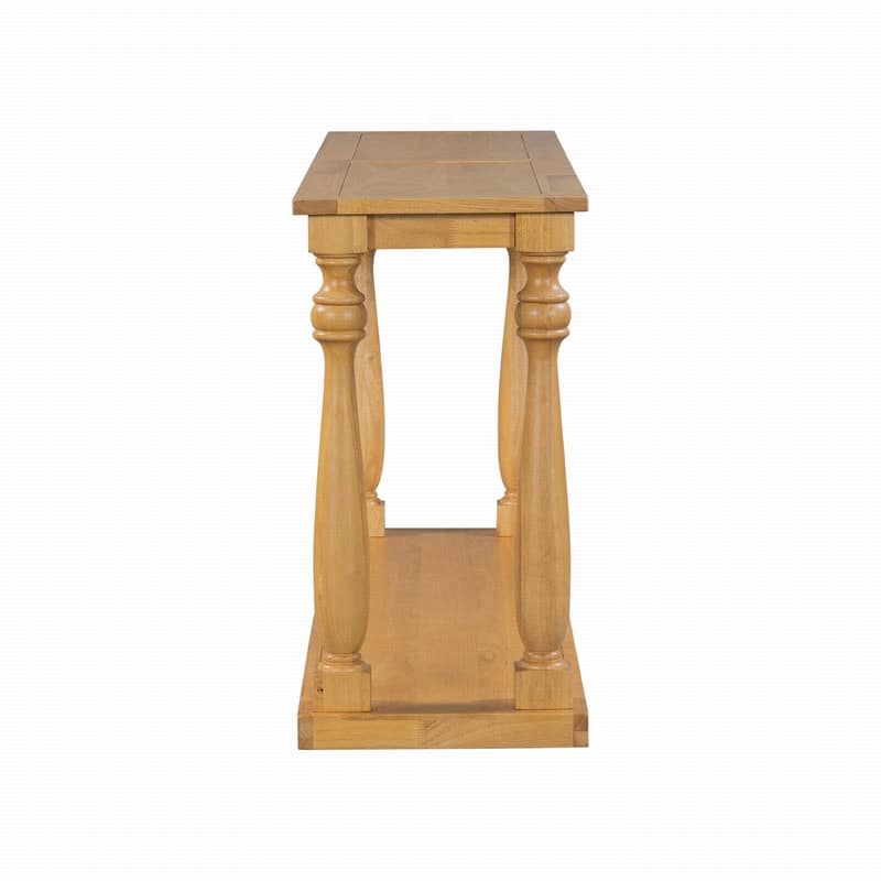 Vintage 63" Long Console Table with Bottom Shelf and Solid Wood Legs for Entryway and Hallway Decor