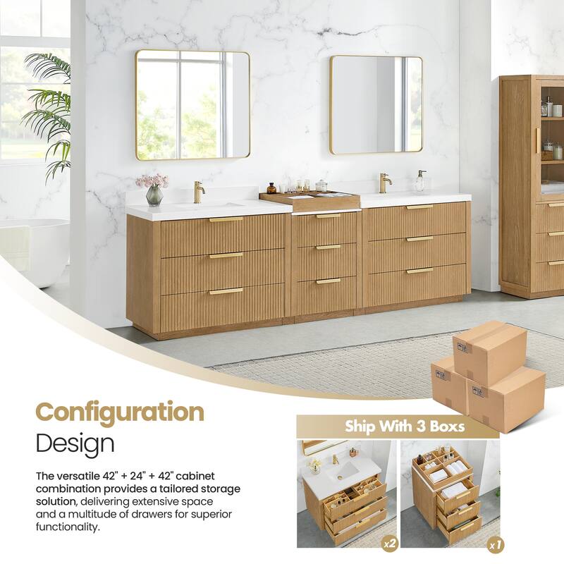 Santarem Double Vanity with Pure White Quartz Stone Top without Mirror