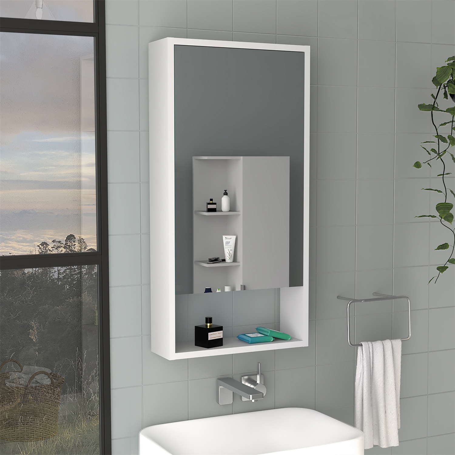 Tall mirrored deals medicine cabinet