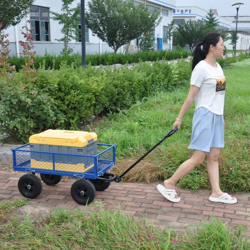 Multi-functional cart with 10-inch solid tires for gardening and farming