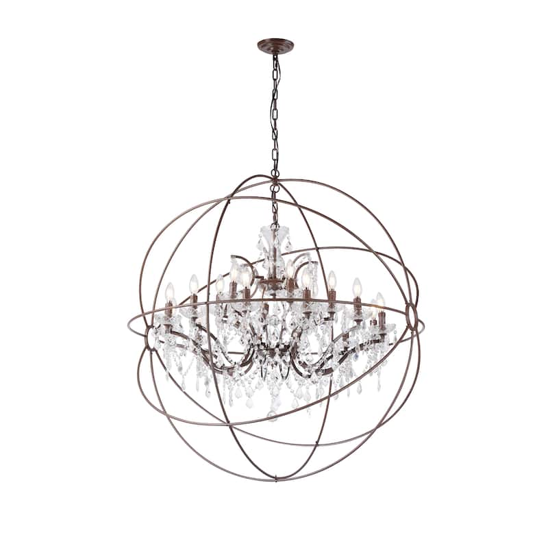 18-light Orb Design 43" Chandelier With Clear Crystals