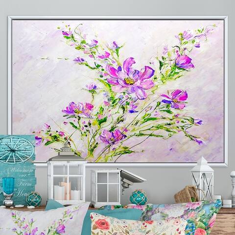 Designart "Summer Natural Foliage Pink Bouquet II" Traditional Framed Canvas Wall Art