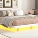 preview thumbnail 36 of 55, Modern Size Low Profile Platform Floating Bed with LED Lights Underneath