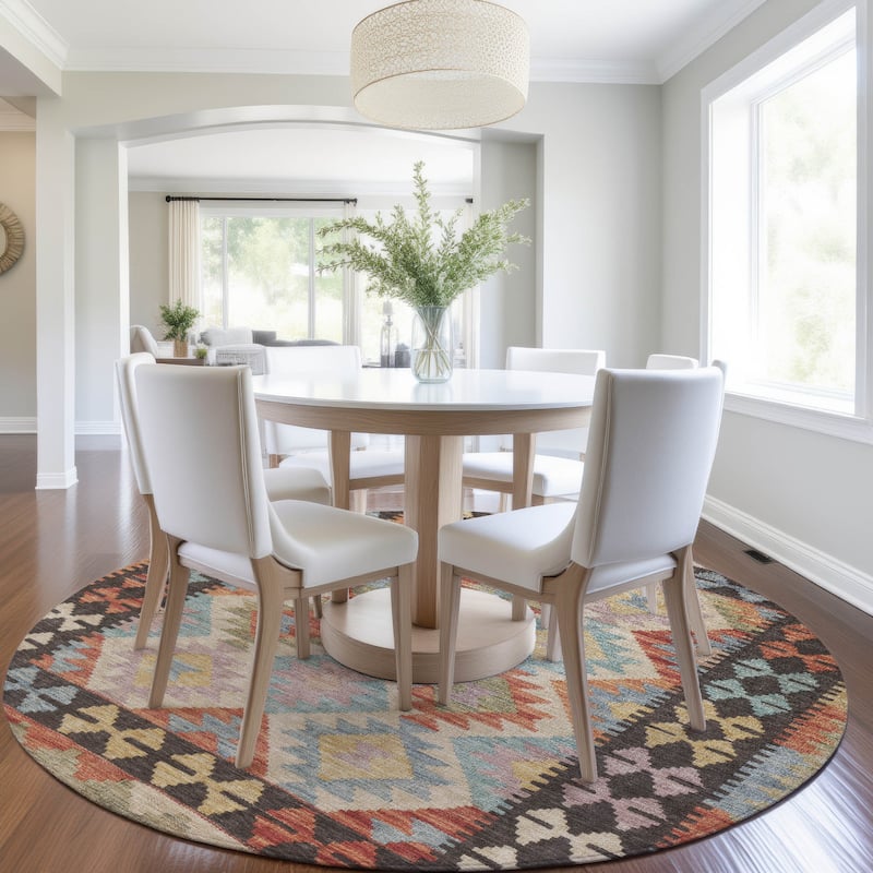 Machine Washable Indoor/ Outdoor Boho Global Chantille Rug
