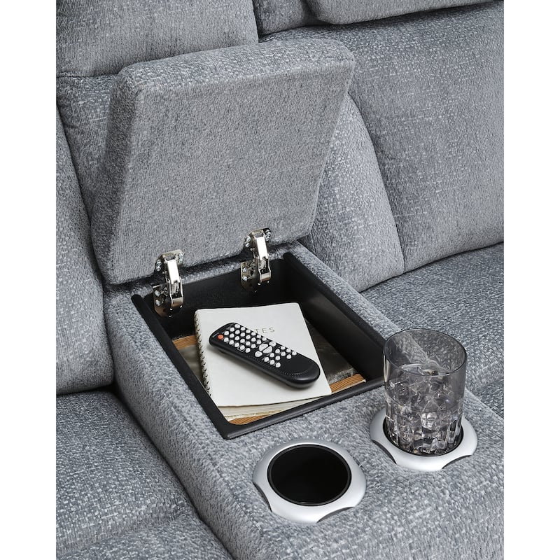 Signature Design by Ashley Forest Lake Gray Power Reclining Loveseat with Console - 76"W x 40"D x 42"H