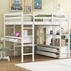 preview thumbnail 2 of 13, Full Size Loft Bed with Built-in Desk with Two Drawers,and Storage Shelves and Drawers,White