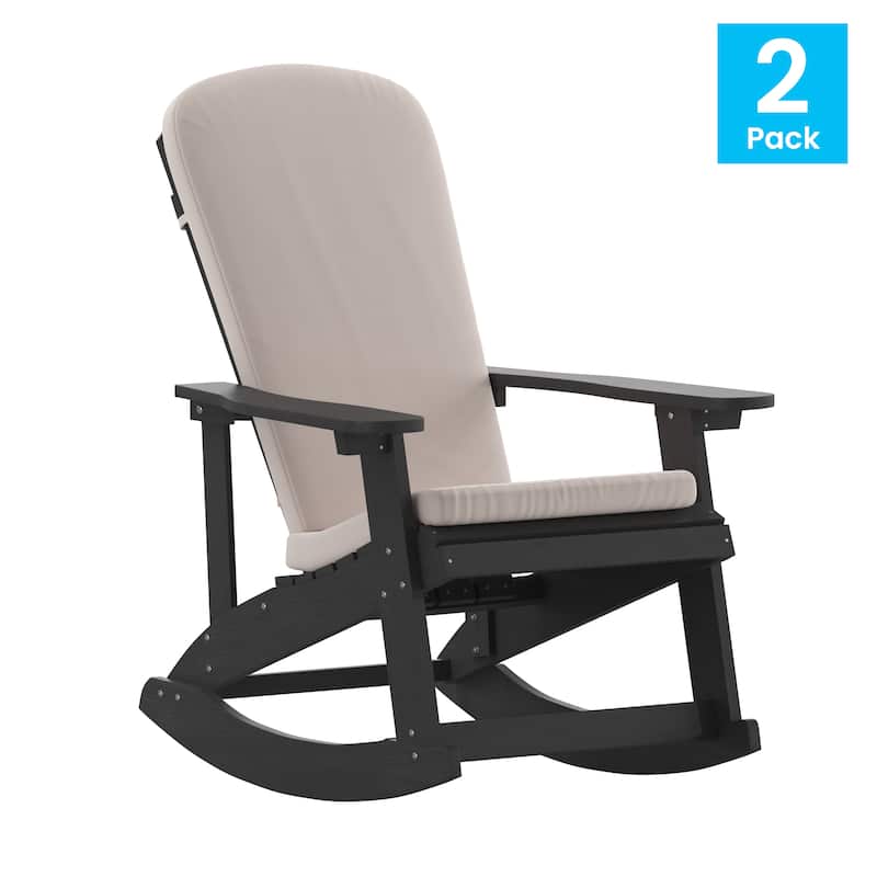 Indoor/Outdoor Rocking Adirondack Chairs with Cushions - Set of 2 - 29.5"W x 37.75"D x 39.5"H