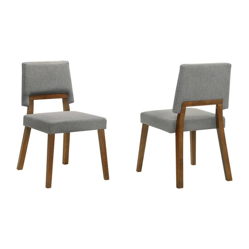 Brown/Gray Fabric Upholstered Wood Frame Dining Chair, Set of 2, Sturdy Dining Chair for Dining Rooms - 15.5