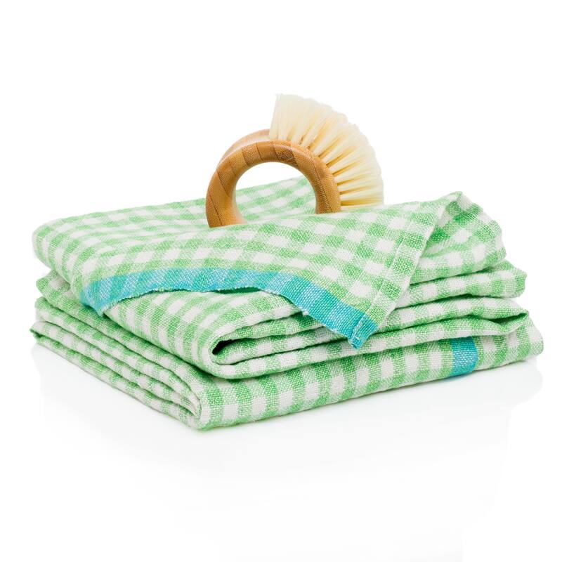 Caravan Gingham Towels - Set of 2 - Lime/Aqua