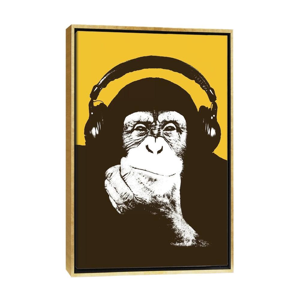 iCanvas "Headphone Monkey" by Steez Framed Canvas Print