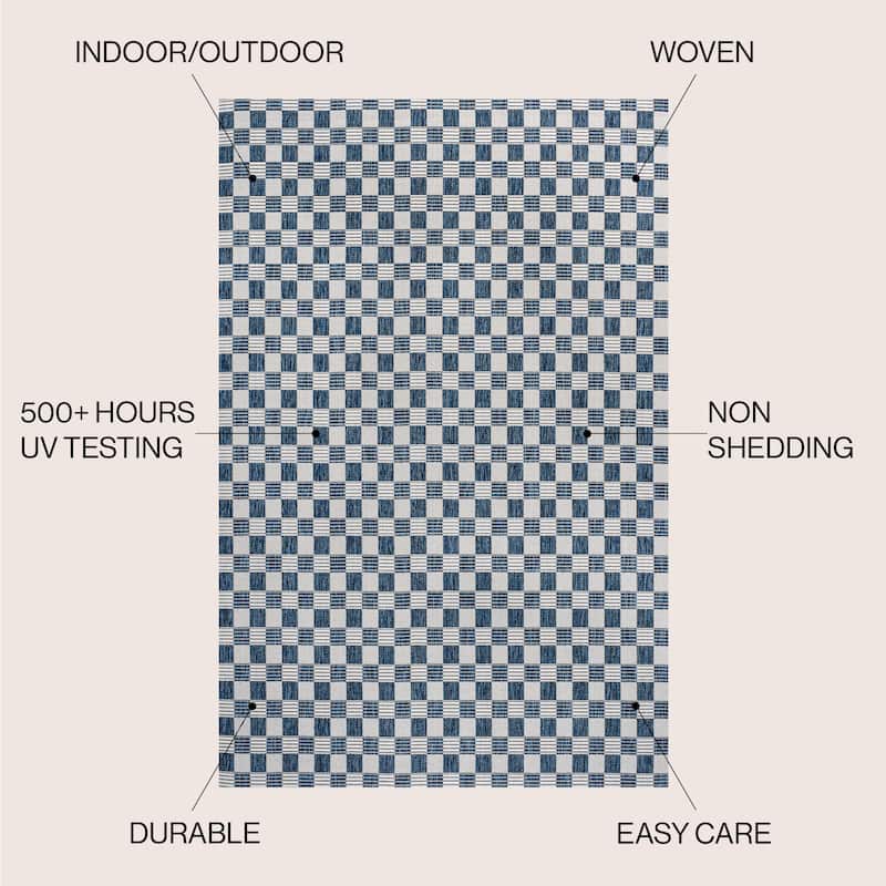 JONATHAN Y Maribel Traditional Cottage Checkerboard Green/Cream Indoor/Outdoor Area Rug