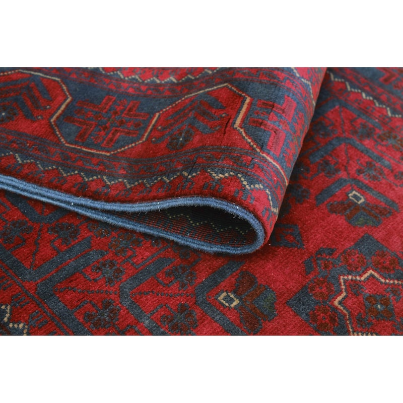 Khamyab Mustansa Red/Navy Runner - 2'8" x 18'11"