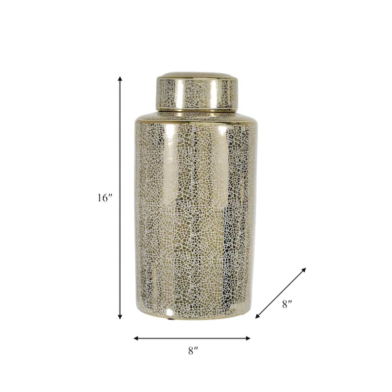 Sagebrook Home Modern Glam Jar with Lid Metallic Vase