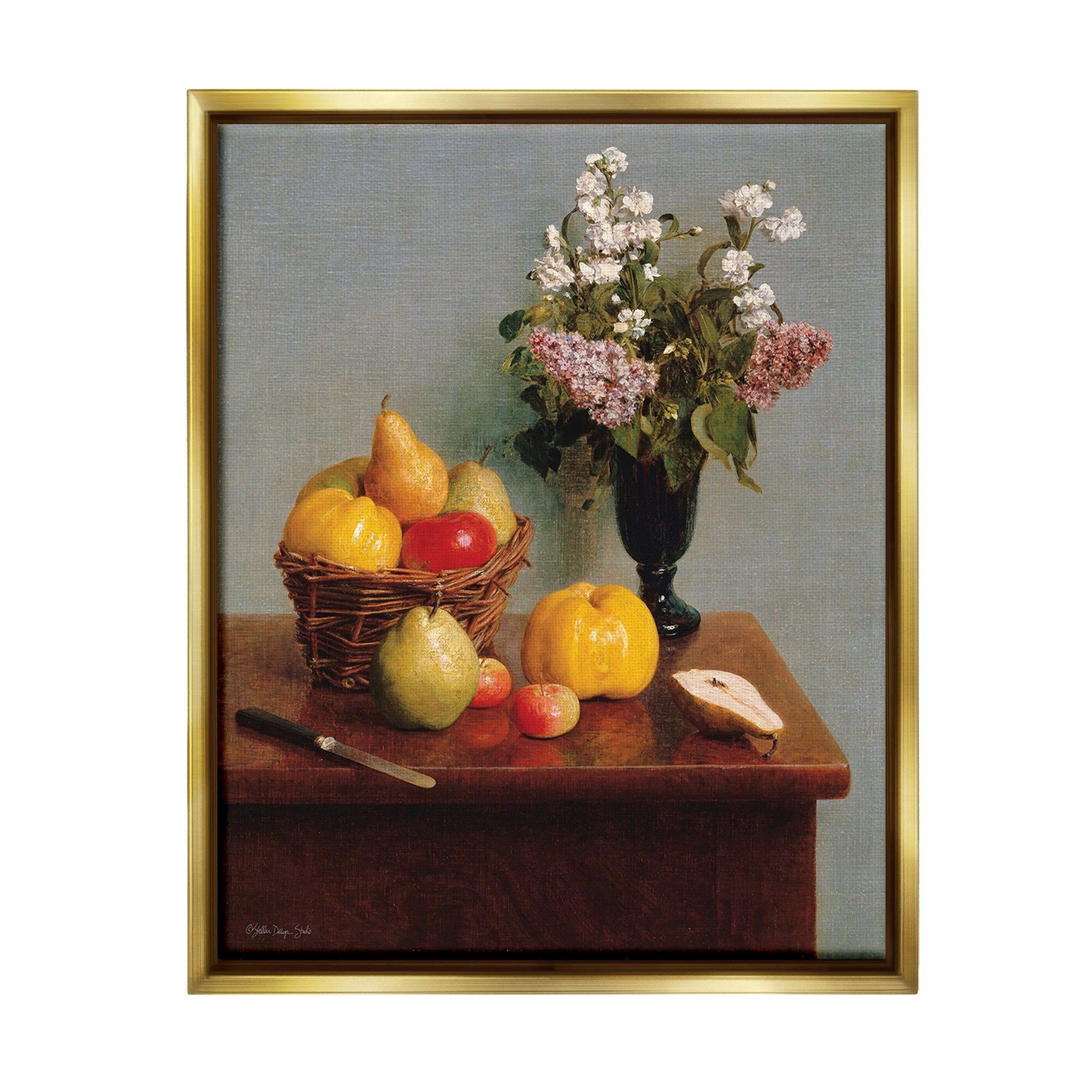 Stupell Fruit & Flowers Still Life Framed Floater Canvas Wall Art Design By Stellar Design Studio