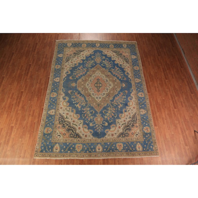 Traditional / Medallion Tabriz Persian Rug Hand-Knotted Wool Carpet - 9'3"x 12'11"
