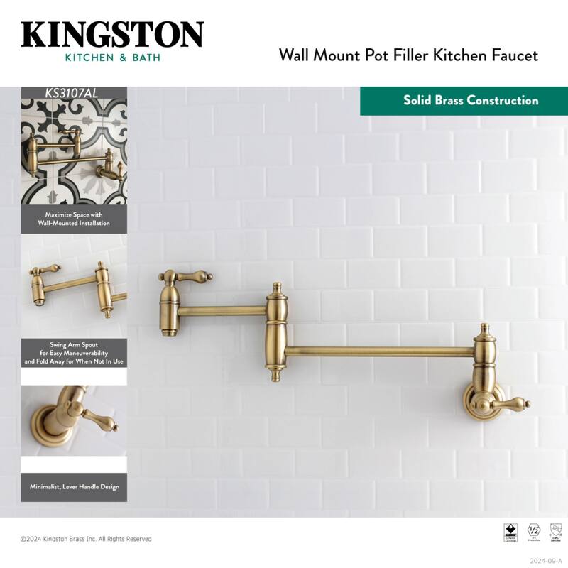 Kingston Brass Kitchen 'Pot Filler' Chrome-plated Faucet