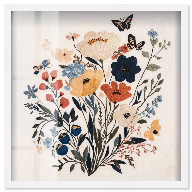 Garden of Threads I Shadowbox by Art Remedy - White - 40" x 40"