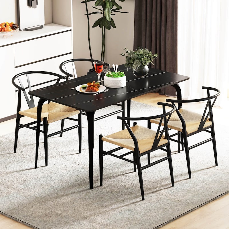 Costway Modern Dining Chair Set of 2/4 Weave Kitchen Armchairs with - See Details