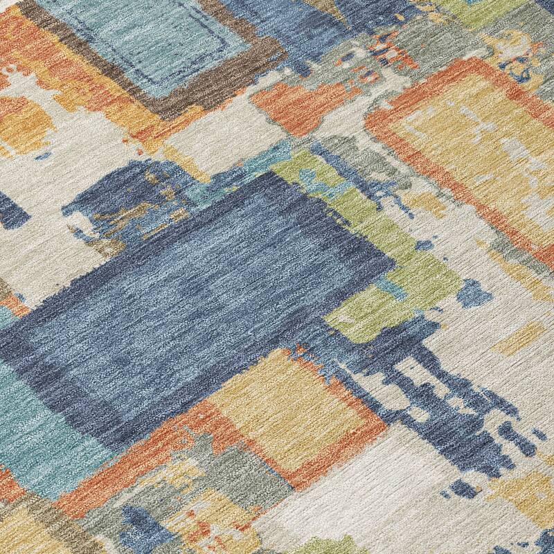 Machine Washable Indoor/ Outdoor Contemporary Geo Chantille Rug