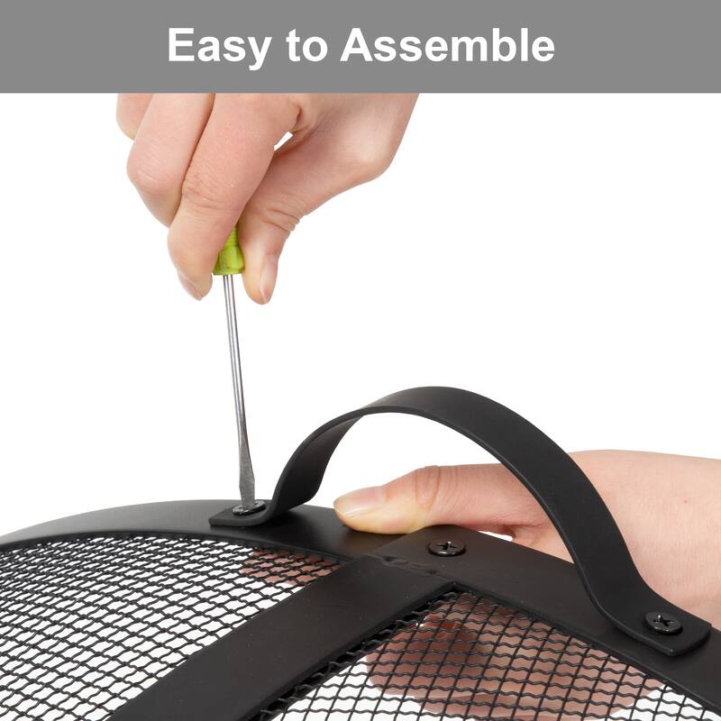 32 in. Easy Access Steel Fire Pit Spark Screen in Black - 32"L x 32"W