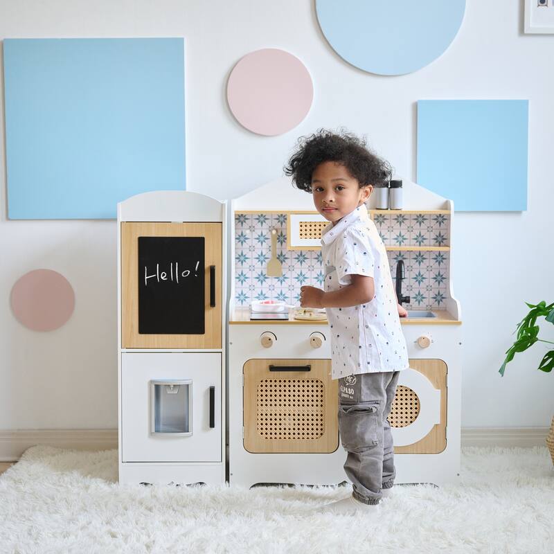 Teamson Kids Little Chef Morocco Play Kitchen & Accessories, White/Natural