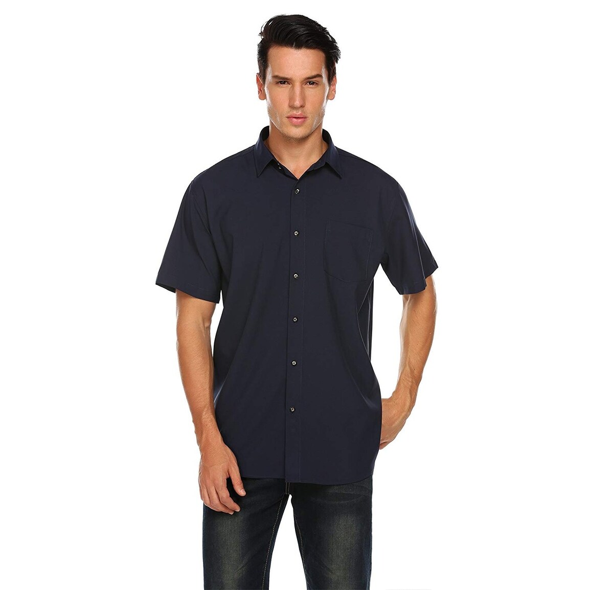 Shop Jeopace Men S Big Tall Casual Button Down Shirts Short